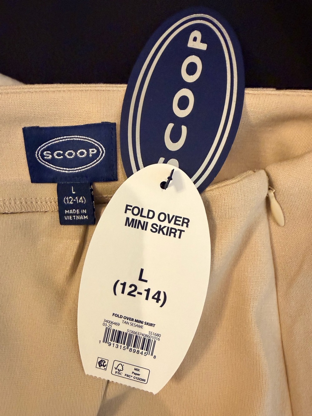 Scoop Chic Fold Over Wrap Mini Skirt in Beige Sz L (12-14) - Picture 3 of 3